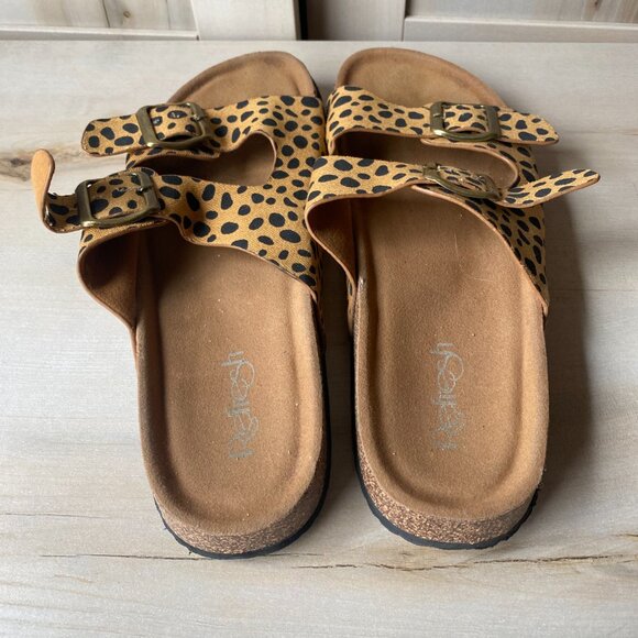 Refresh Comfy Casual Leopard Print Buckle Sandals Leo Slides 8.5 - Picture 6 of 10